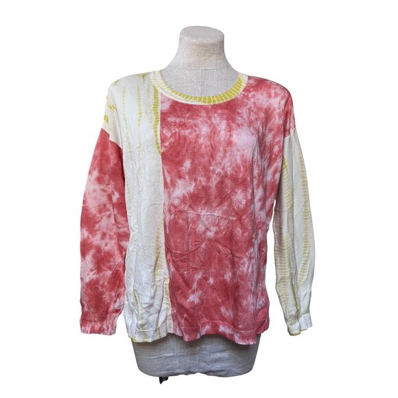 Soft Surroundings NWT Tie-Dye Long Sleeve Sweater Top Pink Lemonade Petite M - Picture 1 of 8